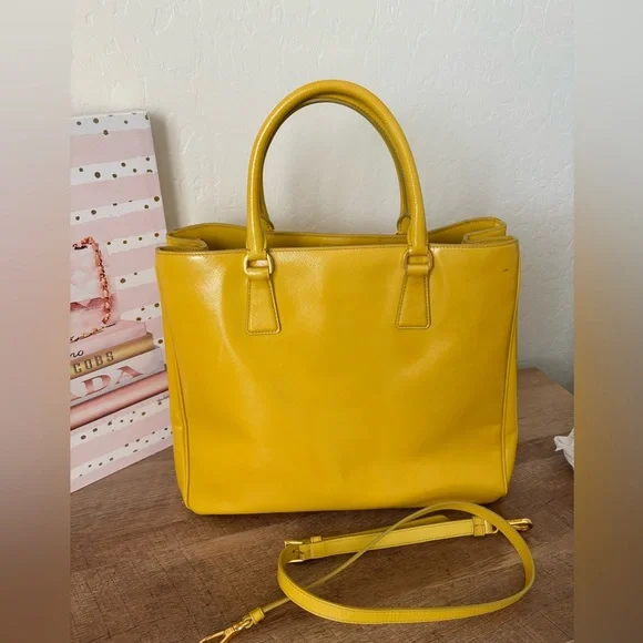 Prada Yellow Galleria Leather Tote with Strap - Picture 2 of 16